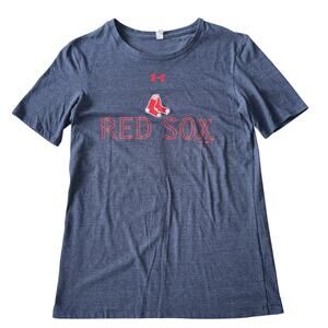 UNDER ARMOUR BOSTON RED SOX T SHIRT WOMENS MEDIUM M BLUE MLB HEATGEAR TEE